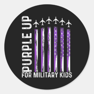 Purple Up For Military Kids Usa Flag Military Chil Classic Round Sticker
