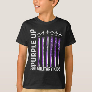 Purple Up For Military Kids Usa Flag Military Chil T-Shirt