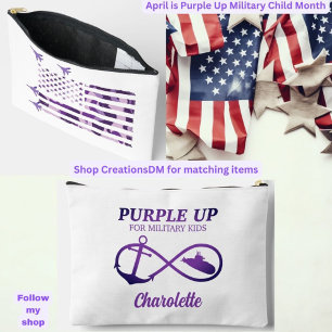 Purple Up for Military Kids USA Flag Personalized Accessory Pouch