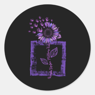 Purple Up Military Child Leopard Bleached Classic Round Sticker