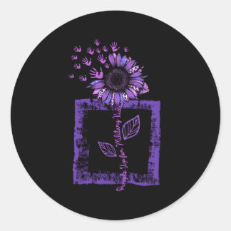 Purple Up Military Child Leopard Bleached Classic Round Sticker