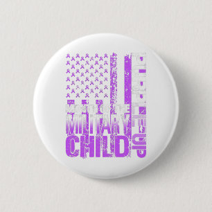 Purple Up Military Child Month USA Flag T-Shirt1 2 Inch Round Button