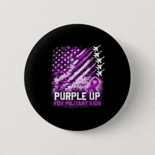 Purple up military kids april awareness usa flag  2 inch round button