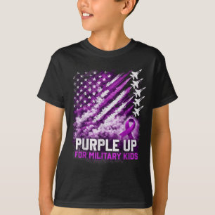 Purple up military kids april awareness usa flag  T-Shirt