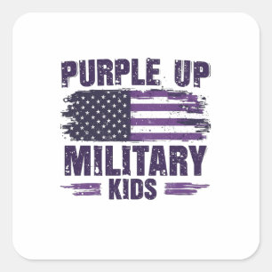 Purple Up Military Kids Awreness Month  Square Sticker