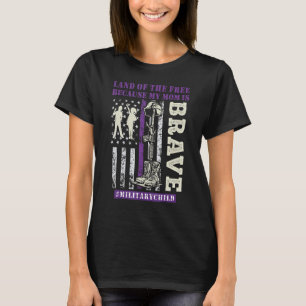 Purple Up Military Kids Land Of The Free My Mommy  T-Shirt