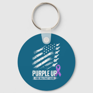 Purple up military kids month of military child  keychain