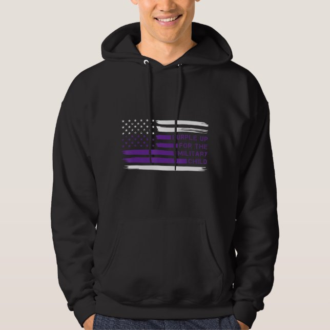 Purple Up Military Kids Saying Proud Military Chil Hoodie (Front)