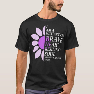 Purple Up Month of Military Child Awareness Flower T-Shirt