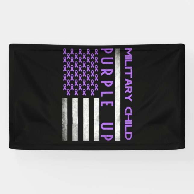 Purple Up Month Of Military Child Kids Awareness Banner (Horizontal)