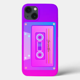 Purple Vaporwave Aesthetic 90s Hot Pink Mixtape iPhone 13 Case