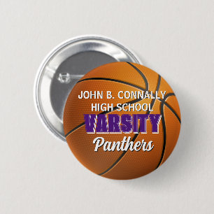 Purple Varsity Basketball Custom High School 2 Inch Round Button