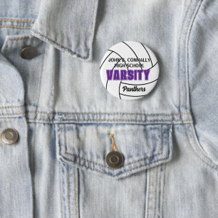 Purple Varsity Volleyball Custom High School 2 Inch Round Button