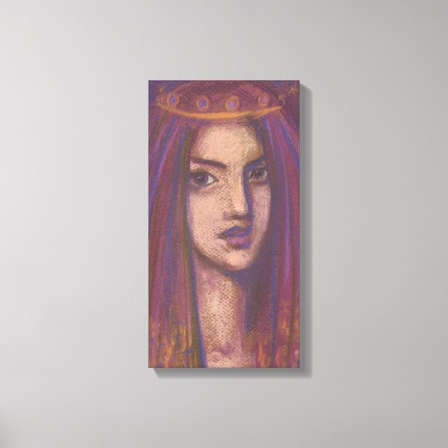 Purple Veil Eastern Orient Girl Portrait Painting  Canvas Print (Front)