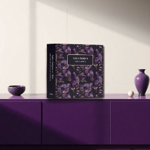 Purple Velvet Moody Floral Pattern School Binder