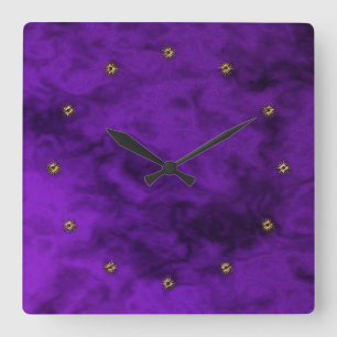 purple velvet square wall clock