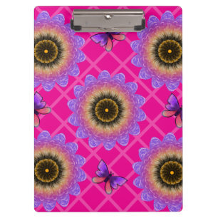 Purple Velvet Sunflower & Butterfly Pattern Clipboard