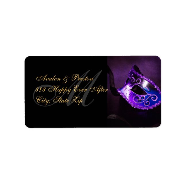 Purple Venetian Masquerade Mask Address Label (Front)