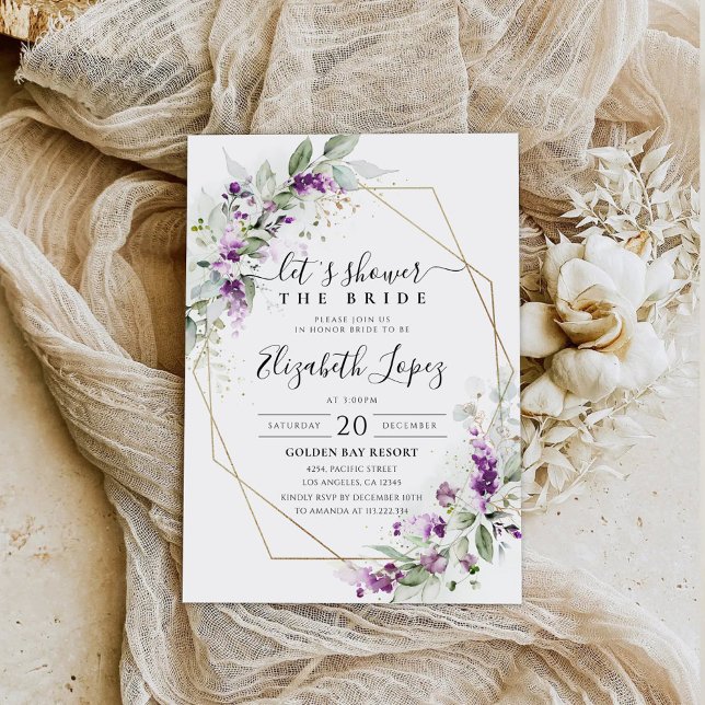 Purple vert Lavande nuptiale Invitation à la douch (Créateur téléchargé)