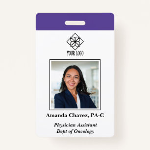 Purple Vertical Custom Employee ID Photo Name Badge