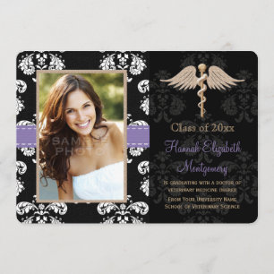 Purple Vet School Graduation Announcements Invites
