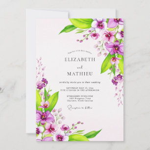 Purple Vibrant Tropical Wedding Invitation