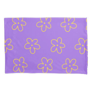 Purple Vibrant Y2K Wildflower Bold Retro Spring  Pillowcase