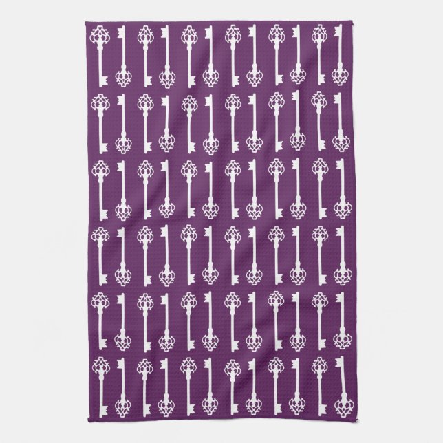 Purple Victorian Keys Kitchen Towel (Vertical)