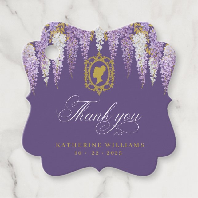 Purple Vintage Bridal Shower Favour Tags (Front)