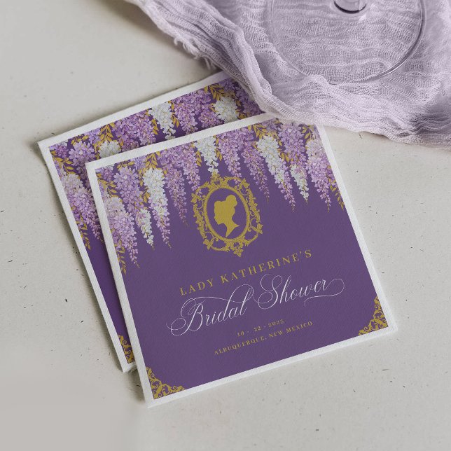 Purple Vintage Bridal Shower Napkin (Creator Uploaded)