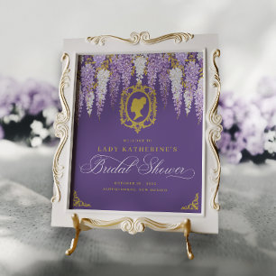 Purple Vintage Bridal Shower Welcome Poster