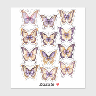 Purple Vintage Butterfly Ephemera Sticker Sheet