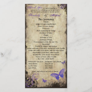 Purple Vintage Butterfly Wedding Programme Photoca