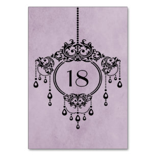 Purple Vintage Chandelier Table Card