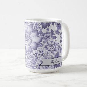 Purple Vintage Chinoiserie Floral Personalized Coffee Mug