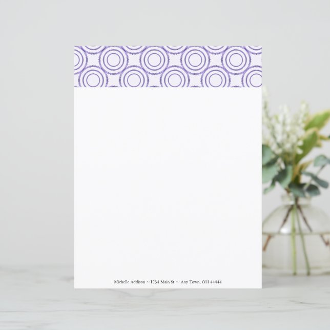 Purple Vintage Circle Pattern Personalize Paper (Standing Front)