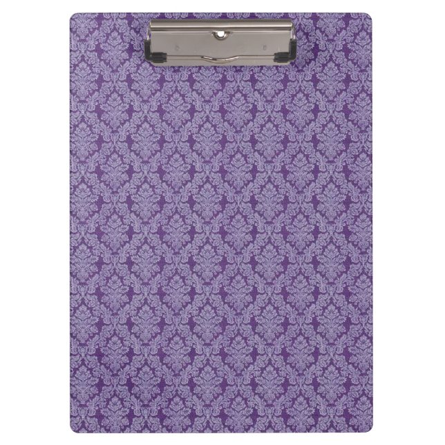 Purple vintage damask ornament textile pattern clipboard (Front)