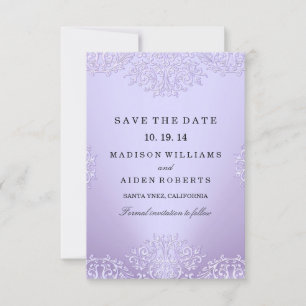 Purple Vintage Damask Wedding Save The Date