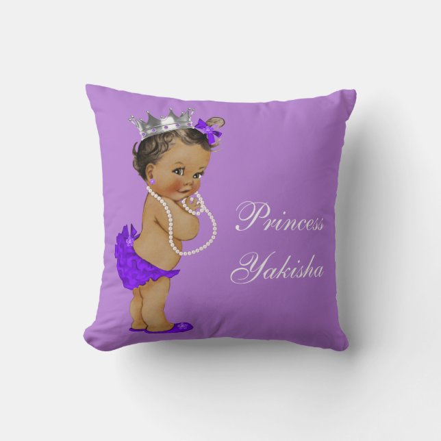 Purple Vintage Ethnic Princess Baby Throw Pillow (Front)