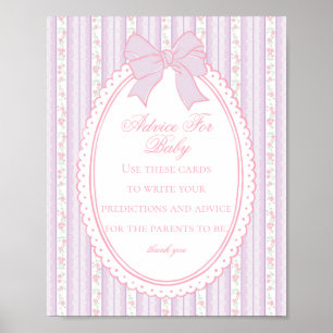 Purple Vintage Fancy Floral Advice for Baby Shower Poster