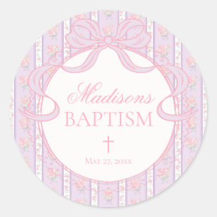 Purple Vintage Fancy Floral Baptism Envelope Seal