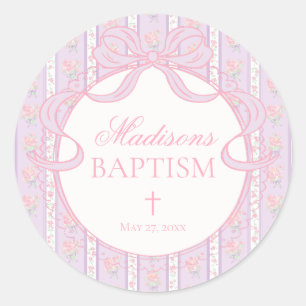 Purple Vintage Fancy Floral Baptism Envelope Seal