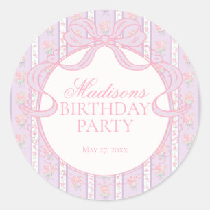 Purple Vintage Fancy Floral Birthday Circle Seal