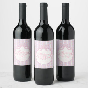 Purple Vintage Fancy Floral Birthday Party Favours Wine Label