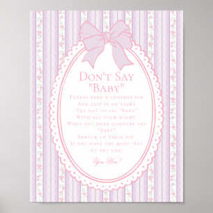 Purple Vintage Fancy Floral Dont Say Baby Game Poster
