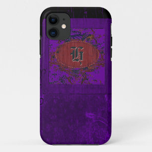 Purple vintage floral and Monogram H iPhone 11 Case