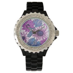 Purple Vintage Flower Pattern Watch