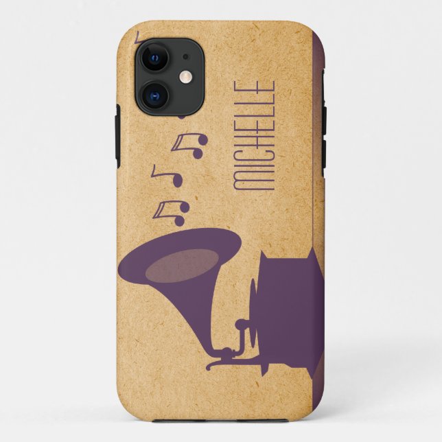 Purple Vintage Gramophone BT iPhone 5 Case (Back)