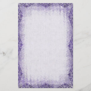 Purple Vintage Grunge Border Stationery