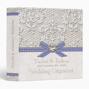 Purple Vintage Lace and Pearls Wedding Organizer Binder